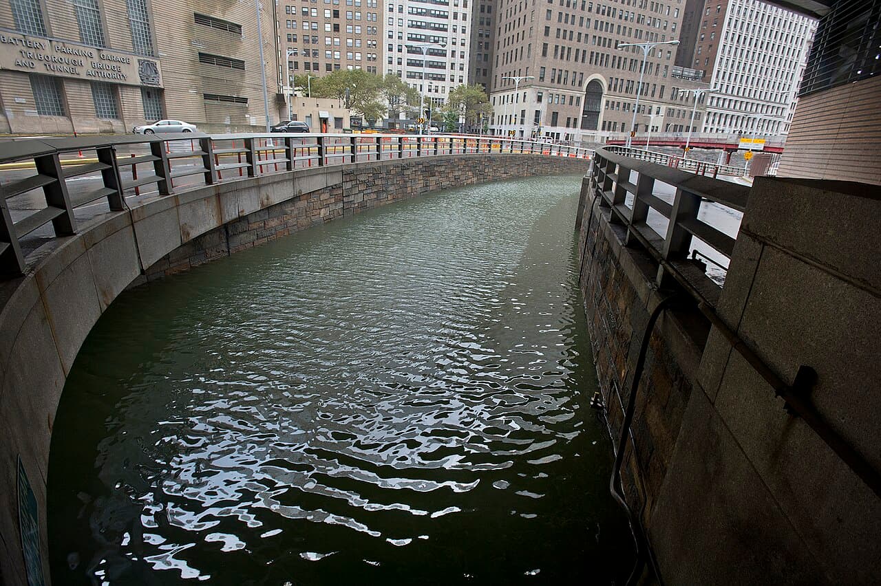 Hugh L. Carey Tunnel entrance flooded during Hurricane Sandy